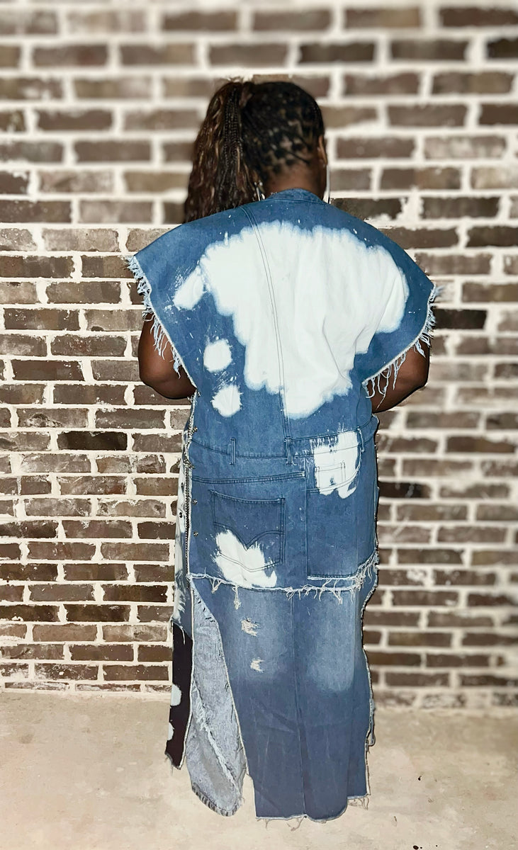 Oversized Destroyed Denim Vest Ripped Denim Jacket Oversized