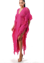 Load image into Gallery viewer, GOOD TROUBLE DISTRESSED DRESS - FUCHSIA PINK
