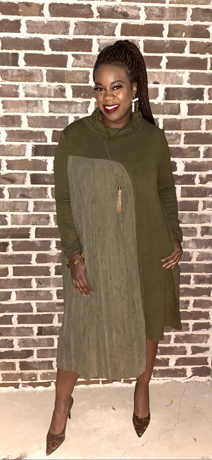 HOLY COWL DRESS - ARMY GREEN