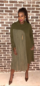 HOLY COWL DRESS - ARMY GREEN
