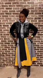 PLEATED COLOR BLOCK SKIRT