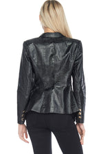 Load image into Gallery viewer, VEGAN LEATHER BLAZER - BLACK
