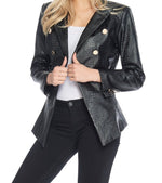 Load image into Gallery viewer, VEGAN LEATHER BLAZER - BLACK
