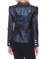 Load image into Gallery viewer, VEGAN LEATHER BLAZER - NAVY
